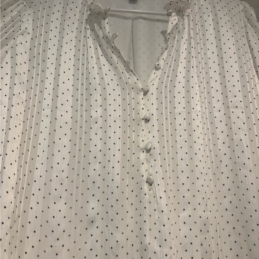 Elegant White Polka Dot Women's Top